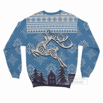 Elliot Clan Christmas Sweatshirt Celtic Reindeer Style