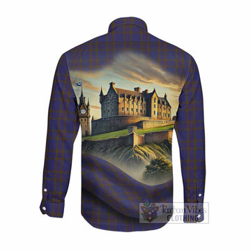 Elliot Tartan Family Crest Long Sleeve Button Shirt with Scottish Ancient Castle Style