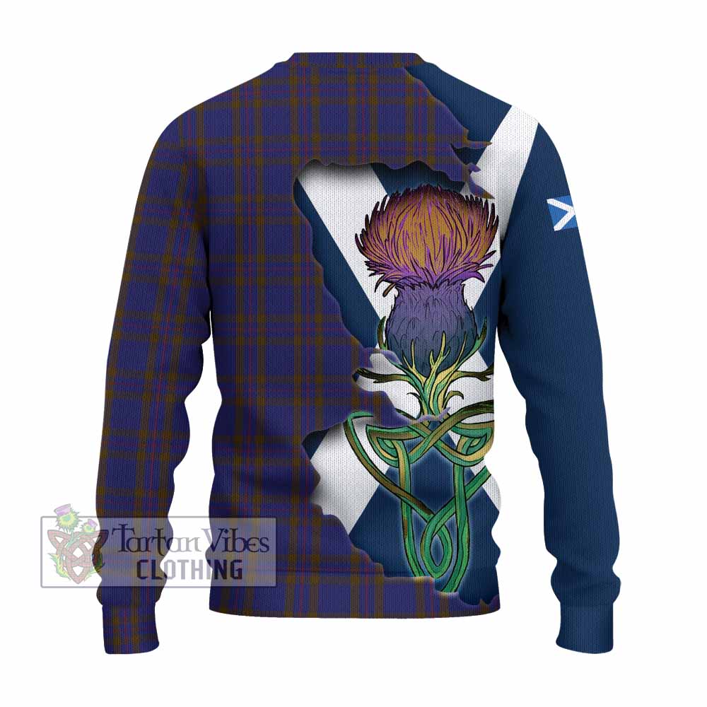 Tartan Vibes Clothing Elliot Tartan Family Crest Knitted Sweater Scottish Thistle Celtic Inspired