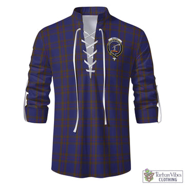 Tartan Vibes Clothing Elliot Tartan Men's Scottish Traditional Jacobite Ghillie Kilt Shirt with Family Crest