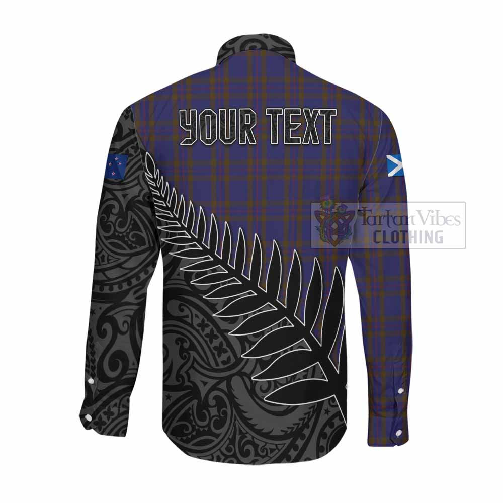 Tartan Vibes Clothing Elliot Crest Tartan Long Sleeve Button Shirt with New Zealand Silver Fern Half Style