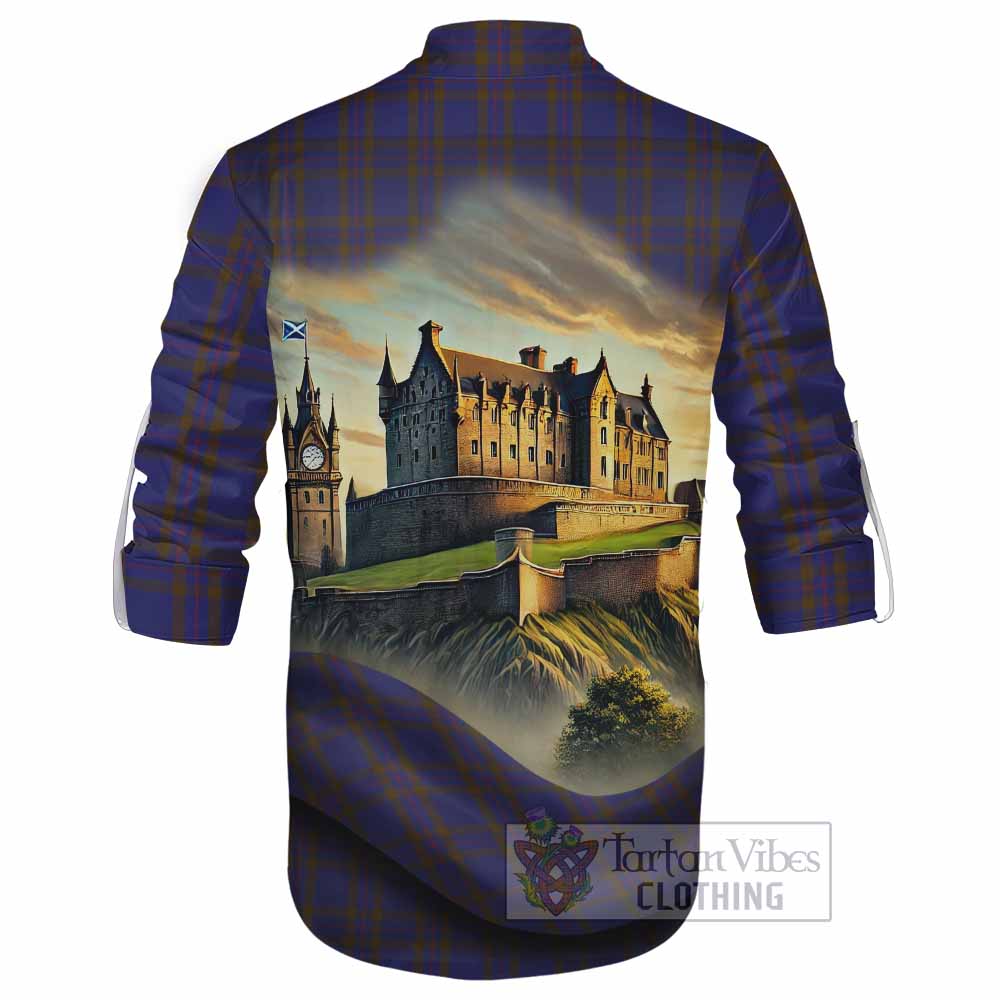 Tartan Vibes Clothing Elliot Tartan Family Crest Ghillie Kilt Shirt with Scottish Ancient Castle Style