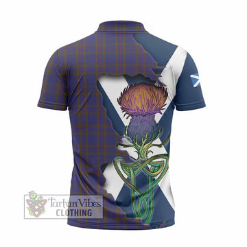 Elliot Tartan Family Crest Zipper Polo Shirt Scottish Thistle Celtic Inspired