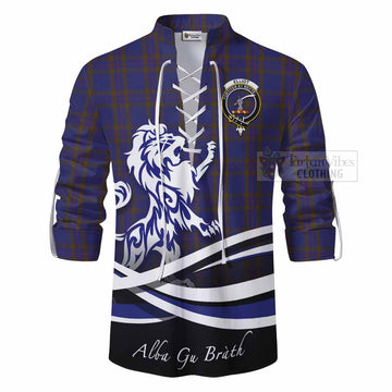 Tartan Vibes Clothing Elliot Tartan Ghillie Kilt Shirt with Alba Gu Brath Regal Lion Emblem