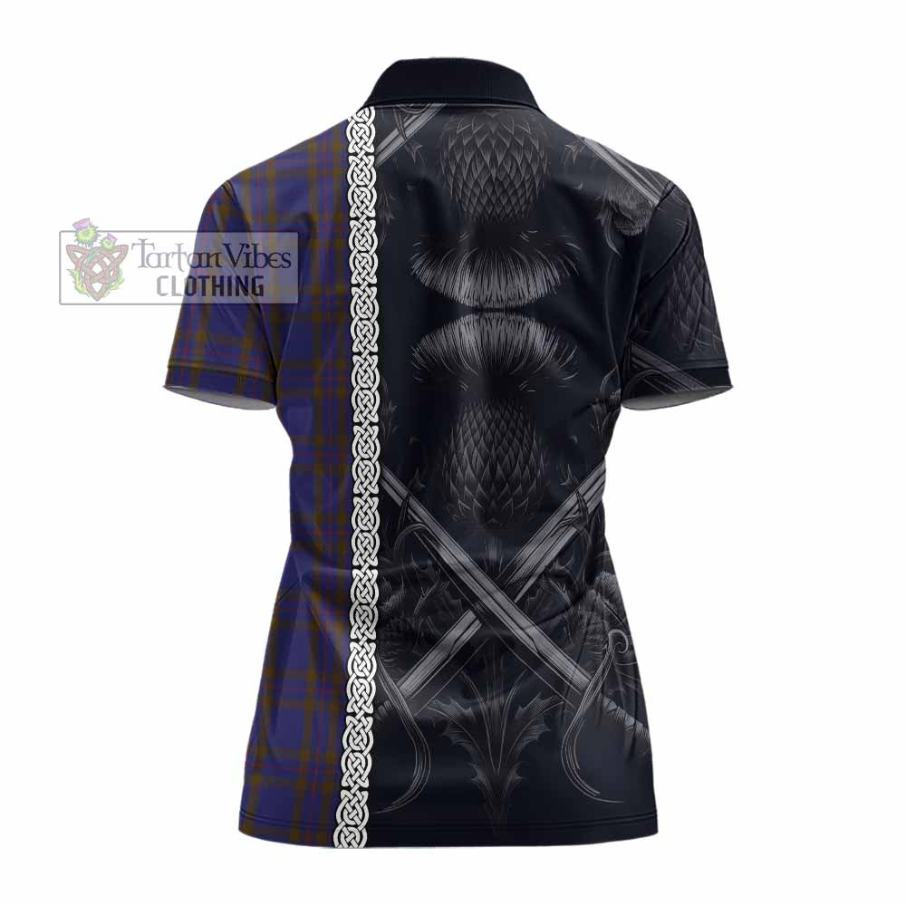 Tartan Vibes Clothing Elliot Tartan Women's Polo Shirt with Family Crest Cross Sword Thistle Celtic Vibes