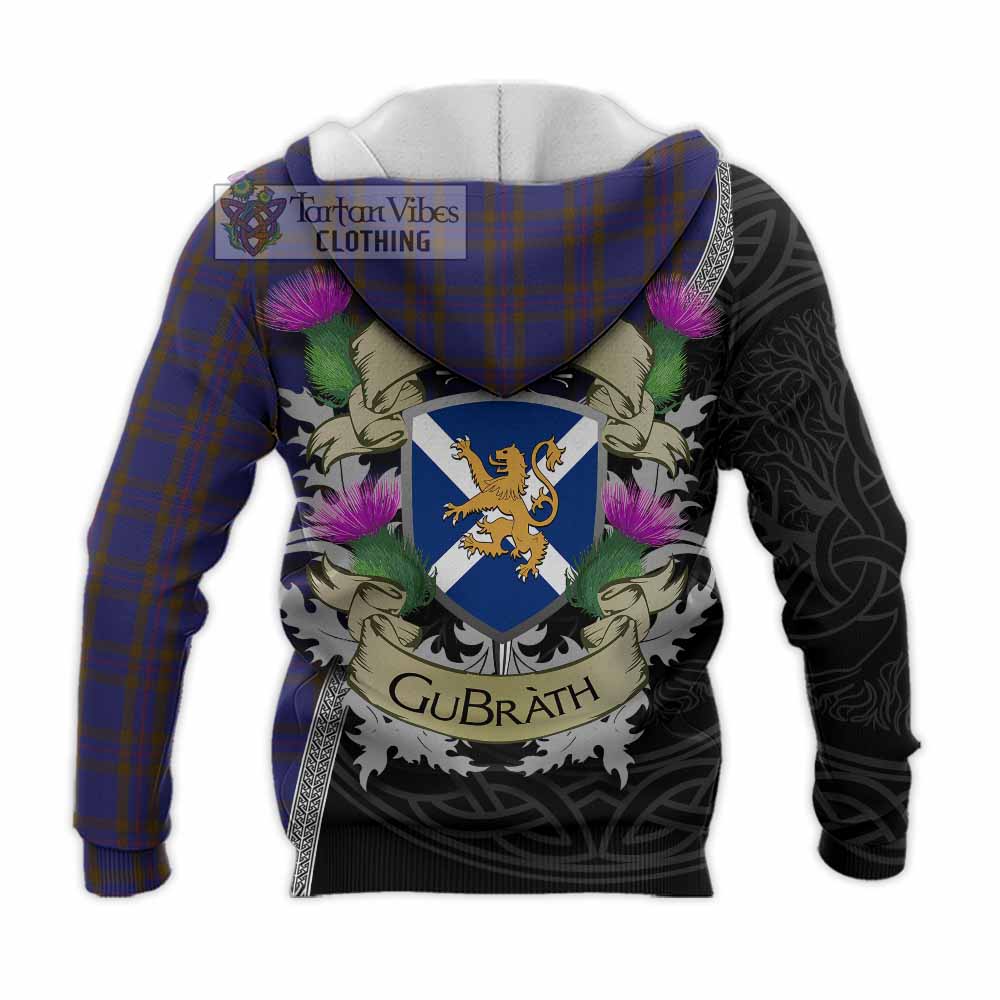Tartan Vibes Clothing Elliot Tartan Family Crest Knitted Hoodie Lion Rampant Royal Thistle Shield Celtic Inspired