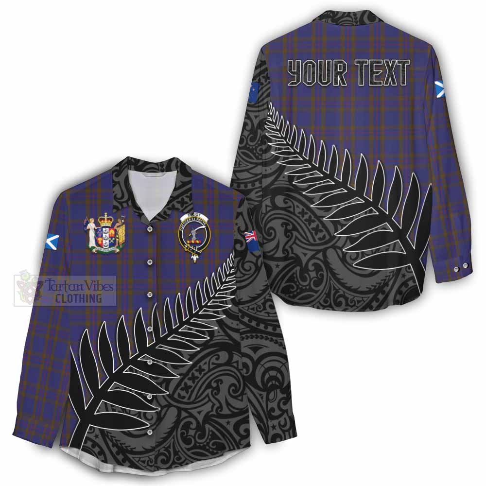 Tartan Vibes Clothing Elliot Crest Tartan Women's Casual Shirt with New Zealand Silver Fern Half Style