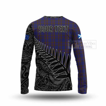 Tartan Vibes Clothing Elliot Crest Tartan Long Sleeve T-Shirt with New Zealand Silver Fern Half Style