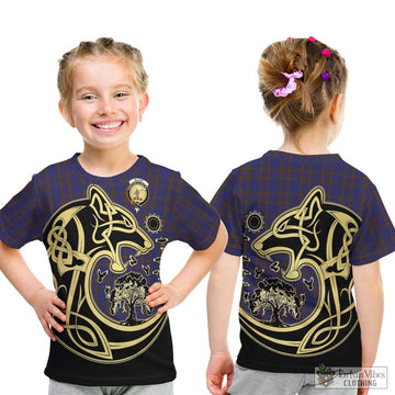 Elliot Tartan Kid T-Shirt with Family Crest Celtic Wolf Style - Tartan Vibes Clothing
