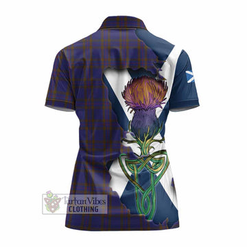 Elliot Tartan Family Crest Women's Polo Shirt Scottish Thistle Celtic Inspired