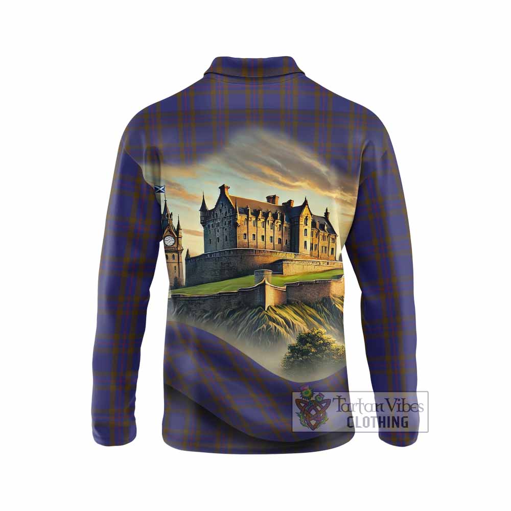 Tartan Vibes Clothing Elliot Tartan Family Crest Long Sleeve Polo Shirt with Scottish Ancient Castle Style
