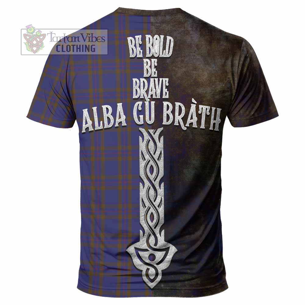 Tartan Vibes Clothing Elliot Tartan Family Crest T-Shirt Alba Gu Brath Be Brave Lion Ancient Style