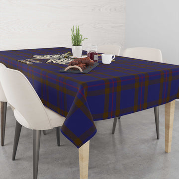 Elliot Tartan Tablecloth with Clan Crest and the Golden Sword of Courageous Legacy