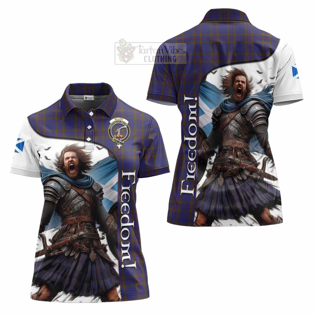 Tartan Vibes Clothing Elliot Crest Tartan Women's Polo Shirt Inspired by the Freedom of Scottish Warrior
