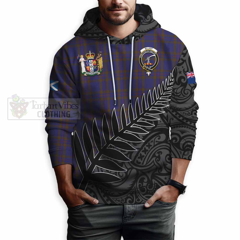 Tartan Vibes Clothing Elliot Crest Tartan Hoodie with New Zealand Silver Fern Half Style