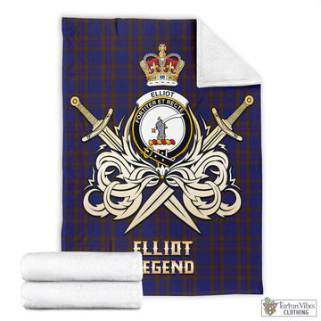 Elliot Tartan Blanket with Clan Crest and the Golden Sword of Courageous Legacy