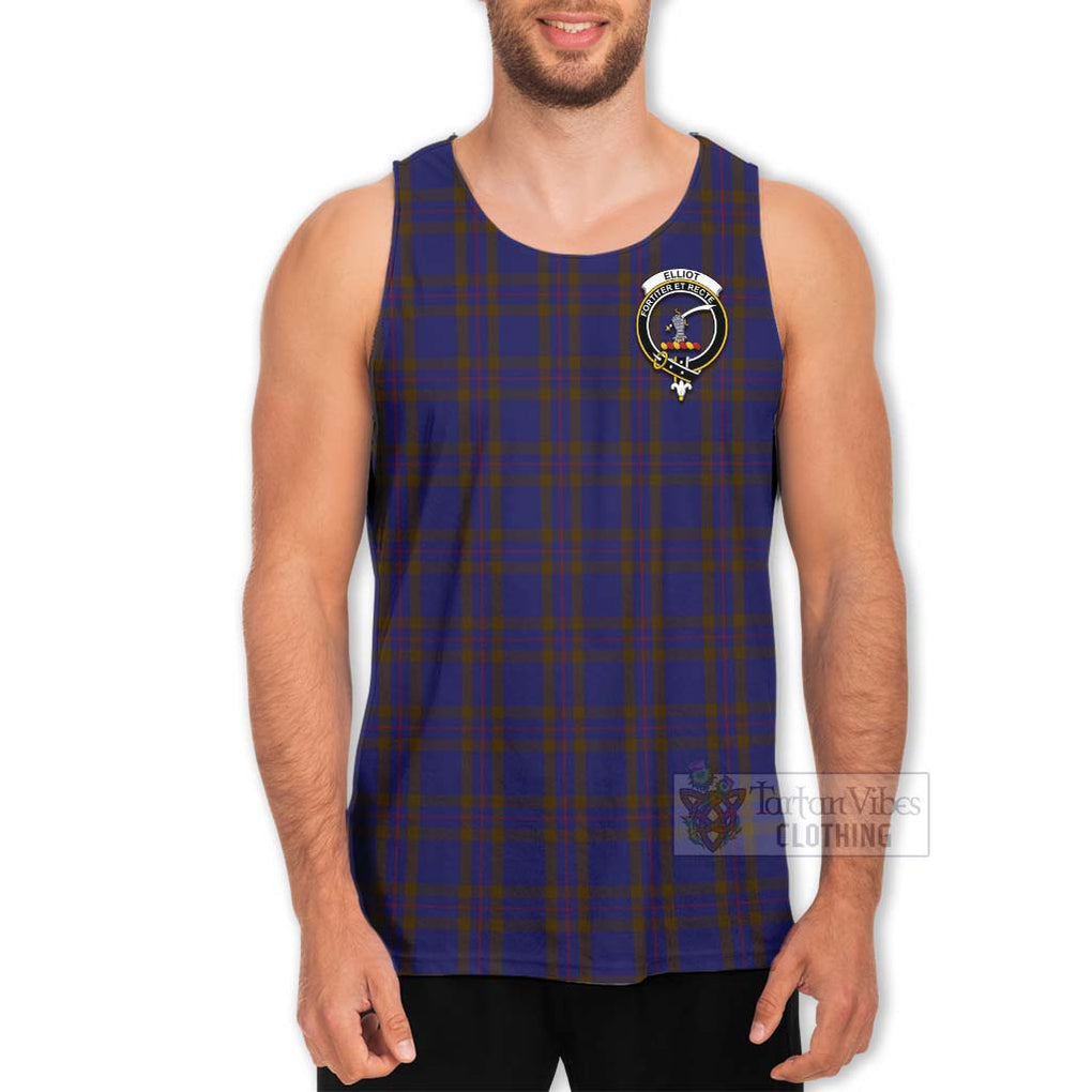 Tartan Vibes Clothing Elliot Tartan Men's Tank Top with Family Crest Celtic Skull Style