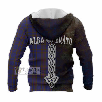 Elliot Tartan Family Crest Knitted Hoodie Alba Gu Brath Be Brave Lion Ancient Style