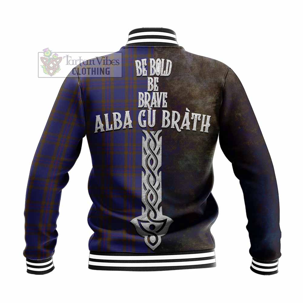 Tartan Vibes Clothing Elliot Tartan Family Crest Baseball Jacket Alba Gu Brath Be Brave Lion Ancient Style