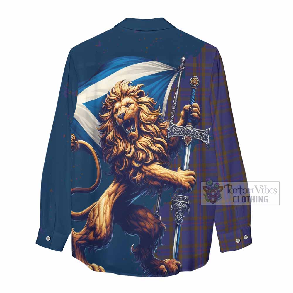 Tartan Vibes Clothing Elliot Tartan Family Crest Women's Casual Shirt with Scottish Majestic Lion