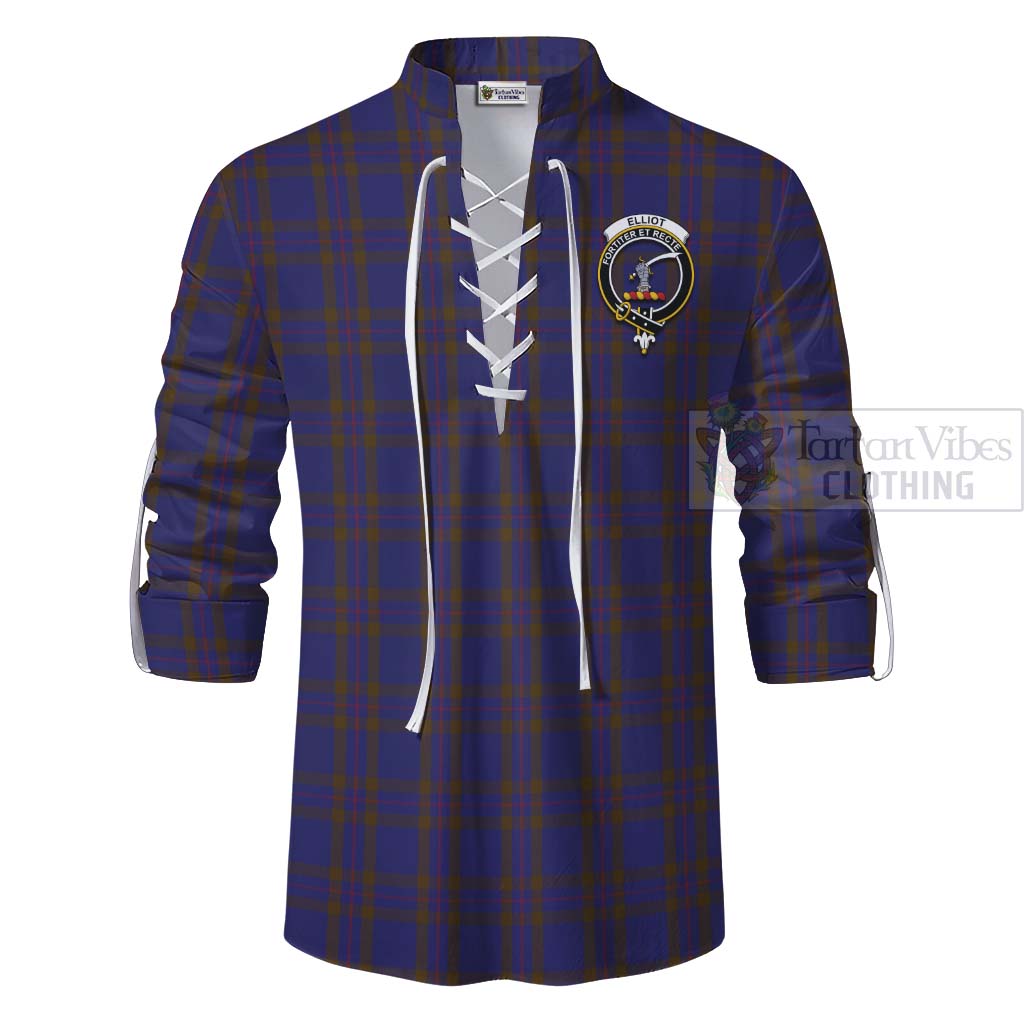 Tartan Vibes Clothing Elliot Tartan Ghillie Kilt Shirt with Family Crest Celtic Skull Style