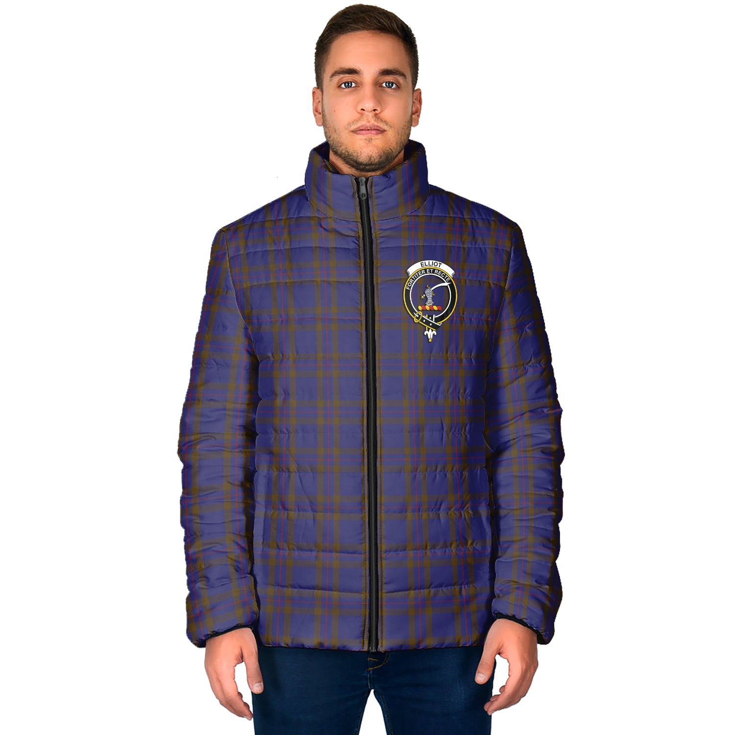 Elliot Tartan Padded Jacket with Family Crest - Tartan Vibes Clothing