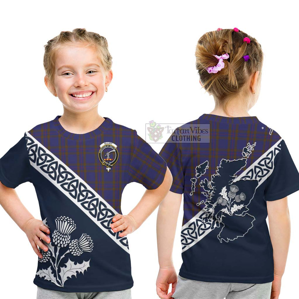Tartan Vibes Clothing Elliot Tartan Kid T-Shirt Featuring Thistle and Scotland Map