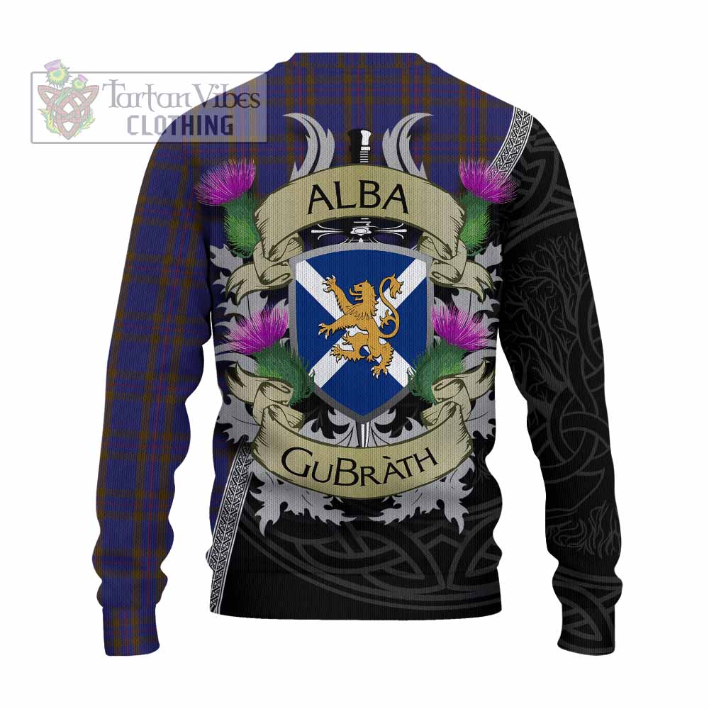 Tartan Vibes Clothing Elliot Tartan Family Crest Knitted Sweater Lion Rampant Royal Thistle Shield Celtic Inspired