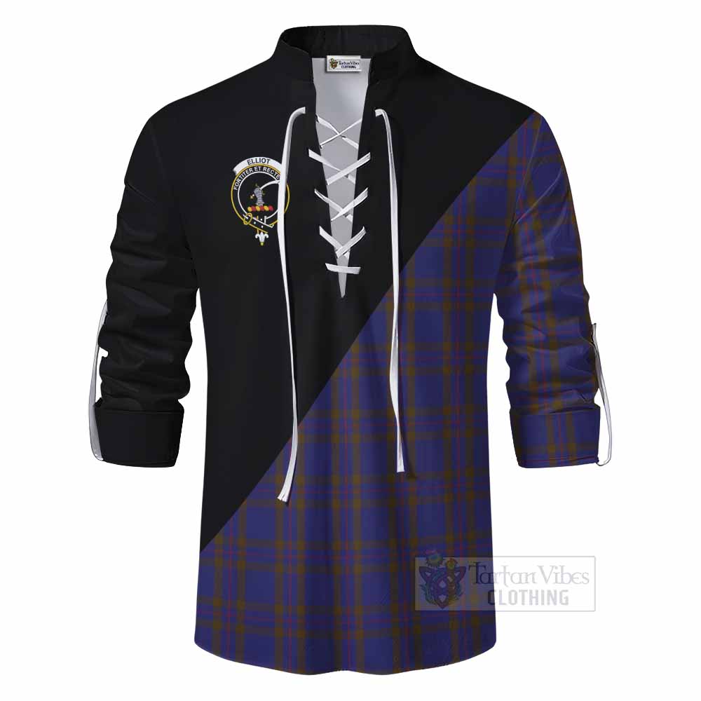 Tartan Vibes Clothing Elliot Tartan Ghillie Kilt Shirt with Family Crest and Military Logo Style