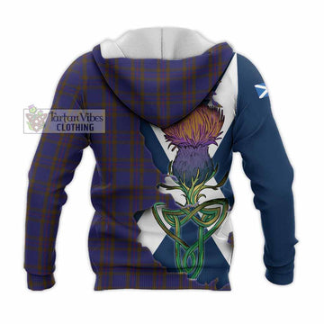 Elliot Tartan Family Crest Knitted Hoodie Scottish Thistle Celtic Inspired