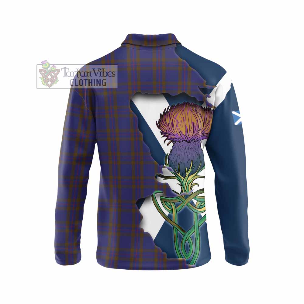 Tartan Vibes Clothing Elliot Tartan Family Crest Long Sleeve Polo Shirt Scottish Thistle Celtic Inspired