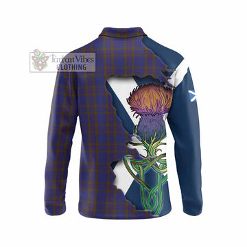 Tartan Vibes Clothing Elliot Tartan Family Crest Long Sleeve Polo Shirt Scottish Thistle Celtic Inspired
