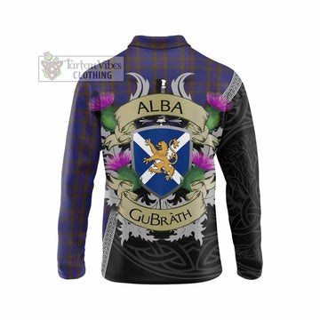 Elliot Tartan Family Crest Long Sleeve Polo Shirt Lion Rampant Royal Thistle Shield Celtic Inspired
