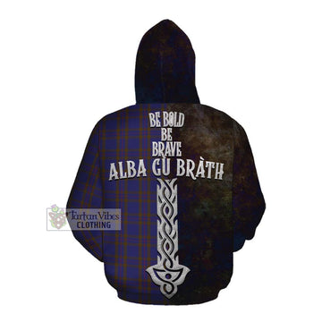 Elliot Tartan Family Crest Cotton Hoodie Alba Gu Brath Be Brave Lion Ancient Style