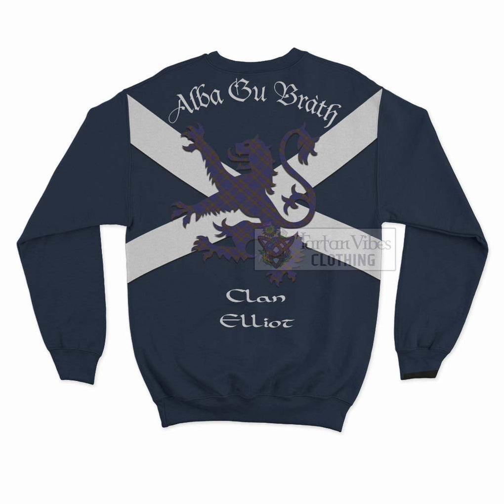 Tartan Vibes Clothing Elliot Tartan Lion Rampant Sweatshirt – Proudly Display Your Heritage with Alba Gu Brath and Clan Name