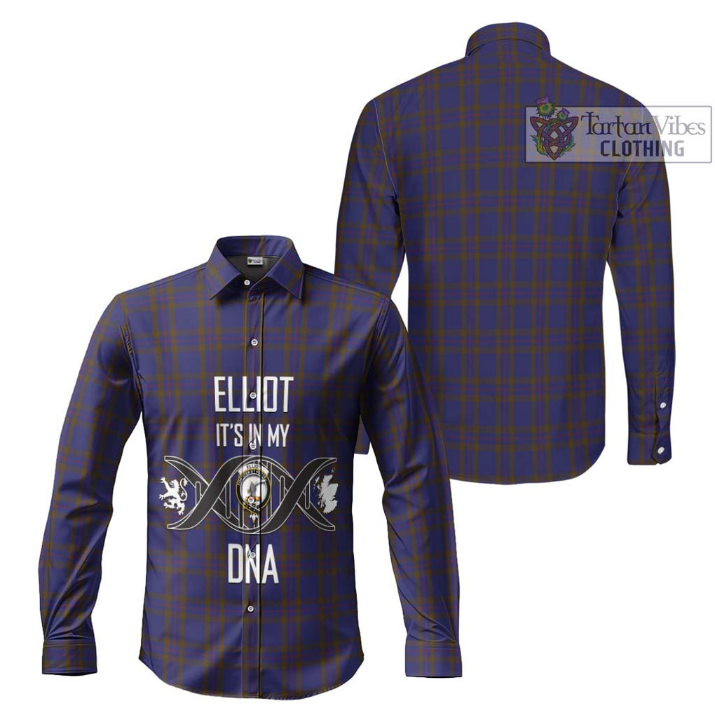 Elliot Tartan Long Sleeve Button Shirt with Family Crest DNA In Me Style Men's Shirt - Tartanvibesclothing Shop