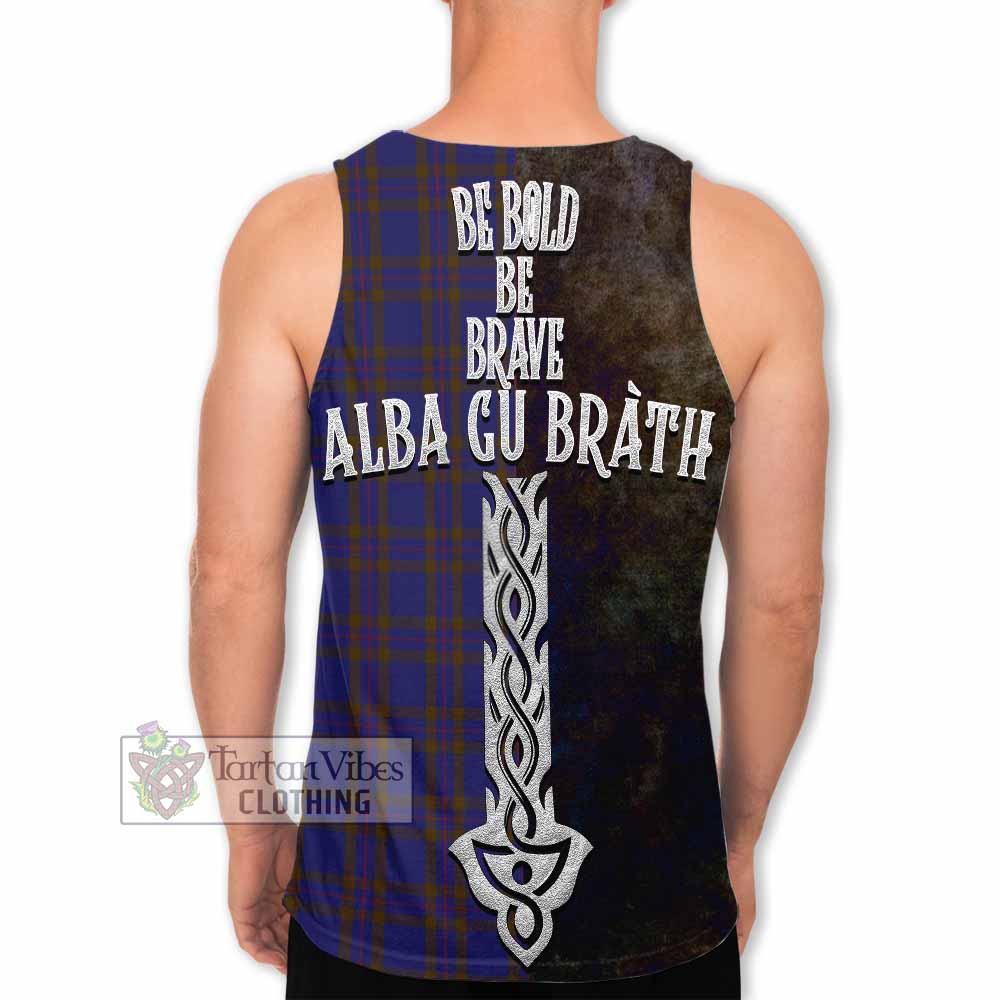 Tartan Vibes Clothing Elliot Tartan Family Crest Men's Tank Top Alba Gu Brath Be Brave Lion Ancient Style