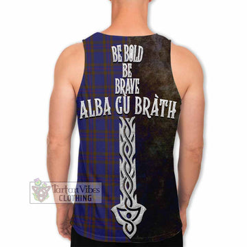 Tartan Vibes Clothing Elliot Tartan Family Crest Men's Tank Top Alba Gu Brath Be Brave Lion Ancient Style
