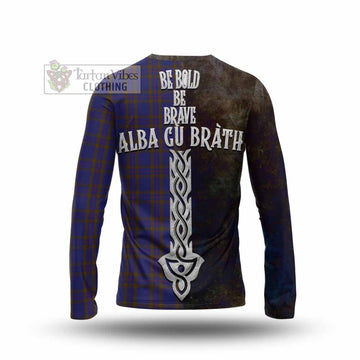Elliot Tartan Family Crest Long Sleeve T-Shirt Alba Gu Brath Be Brave Lion Ancient Style
