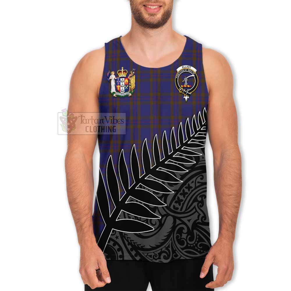 Tartan Vibes Clothing Elliot Crest Tartan Men's Tank Top with New Zealand Silver Fern Half Style