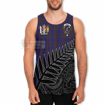 Tartan Vibes Clothing Elliot Crest Tartan Men's Tank Top with New Zealand Silver Fern Half Style