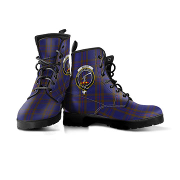 Elliot Tartan Leather Boots with Family Crest