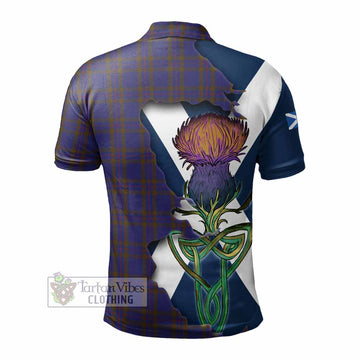 Elliot Tartan Family Crest Polo Shirt Scottish Thistle Celtic Inspired