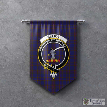 Elliot Tartan Gonfalon, Tartan Banner with Family Crest