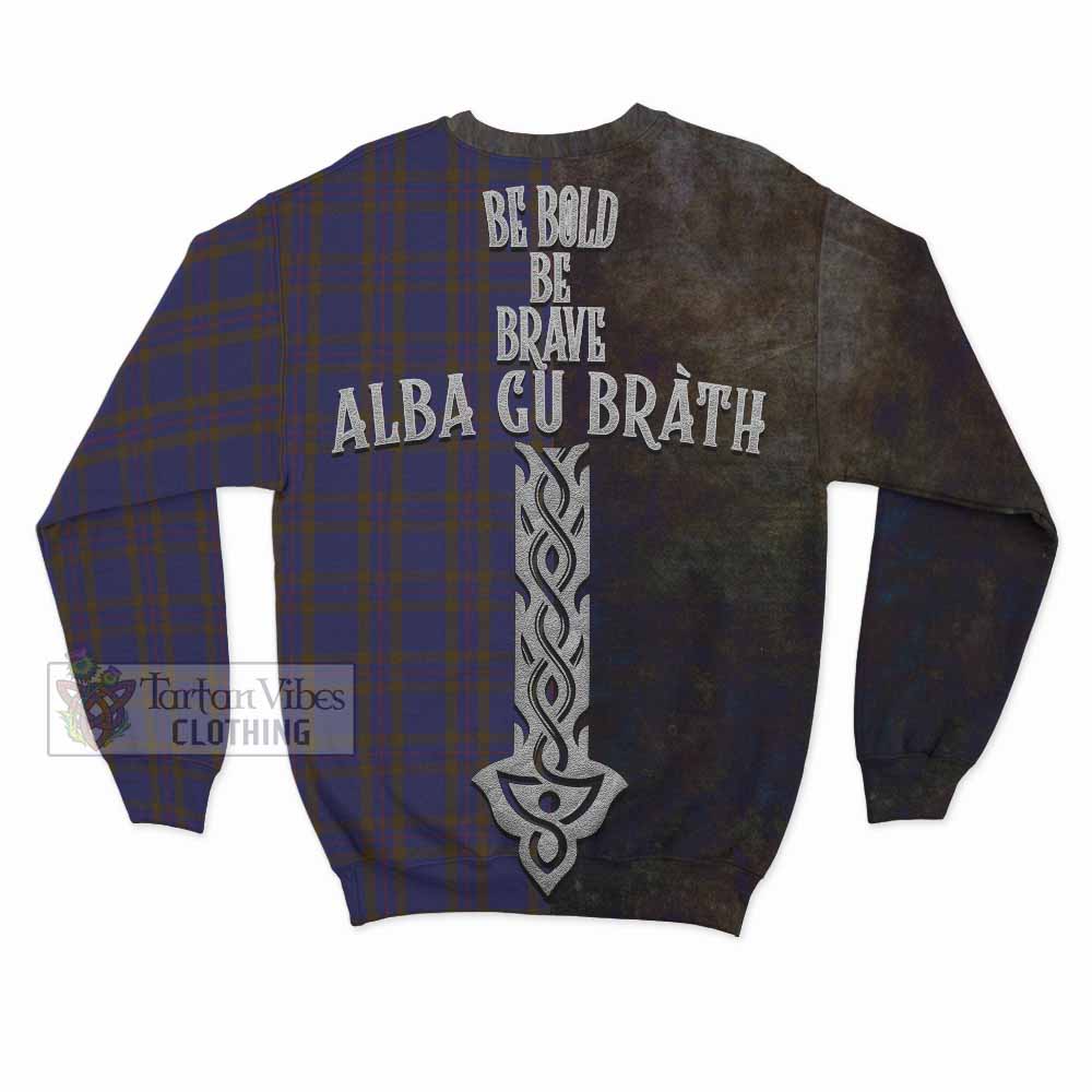 Tartan Vibes Clothing Elliot Tartan Family Crest Sweatshirt Alba Gu Brath Be Brave Lion Ancient Style