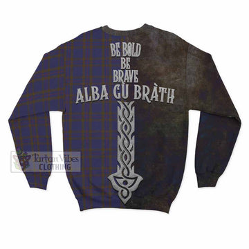 Tartan Vibes Clothing Elliot Tartan Family Crest Sweatshirt Alba Gu Brath Be Brave Lion Ancient Style
