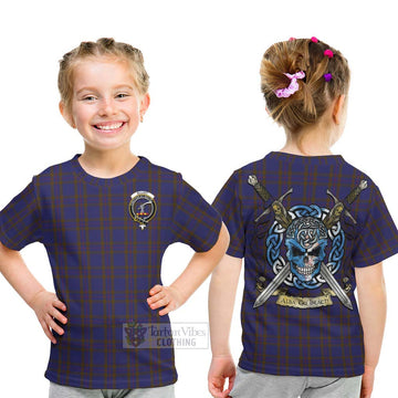Tartan Vibes Clothing Elliot Tartan Kid T-Shirt with Family Crest Celtic Skull Style