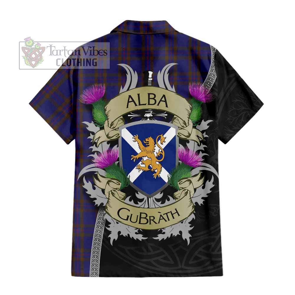 Tartan Vibes Clothing Elliot Tartan Family Crest Short Sleeve Button Shirt Lion Rampant Royal Thistle Shield Celtic Inspired
