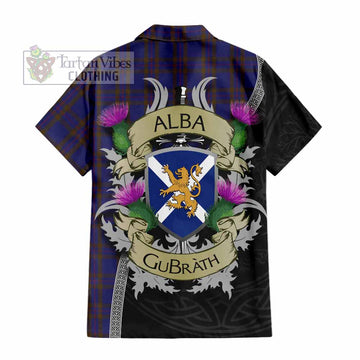 Tartan Vibes Clothing Elliot Tartan Family Crest Short Sleeve Button Shirt Lion Rampant Royal Thistle Shield Celtic Inspired