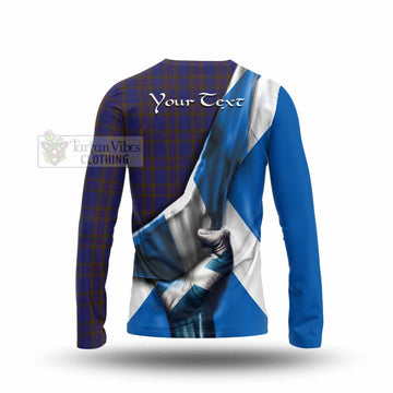 Elliot Tartan Long Sleeve T-Shirt with Family Crest Scotland Patriotic Style